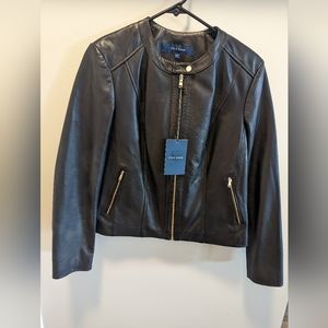 NWT Cole Haan black women's leather jacket. Size M, very soft leather